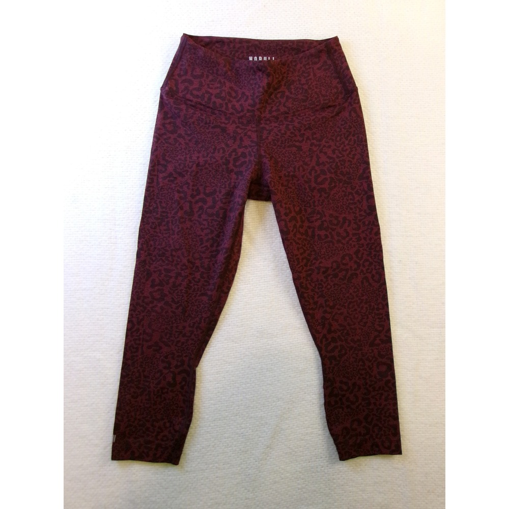NOBULL Womens High Rise 7/8 Leggings Burgundy Leopard Print Size Small